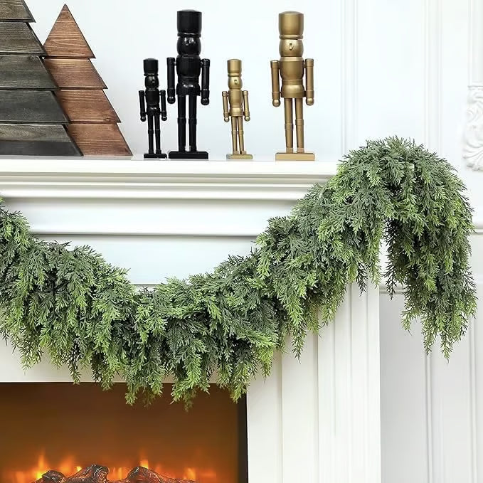 ⛄6 FT Christmas Artificial Cypress Leaf Vine Wreath 2025🎄